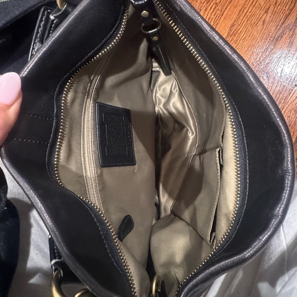 Coach Black Leather Shoulder Bag with Gold Accents - Picture 2 of 2